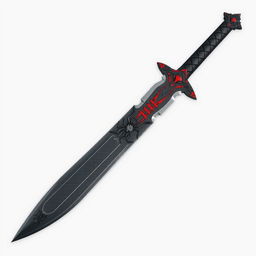 a grand two-handed scimitar with a dark gray blade, adorned with elegant red details