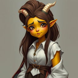 A Dungeons and Dragons fantasy character featuring a soft female tiefling