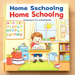 Front cover of a children's literacy book themed around home schooling