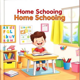 Front cover of a children's literacy book themed around home schooling