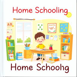 Front cover of a children's literacy book themed around home schooling