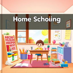 Front cover of a children's literacy book themed around home schooling