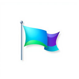 A flag icon with a modern design, featuring a stylized flagpole and a waving, abstract flag with vibrant colors