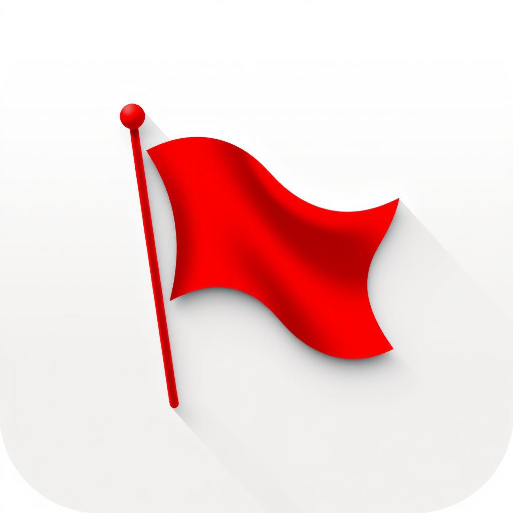 A red flag icon with a modern design, featuring a stylized flagpole and a waving, abstract flag