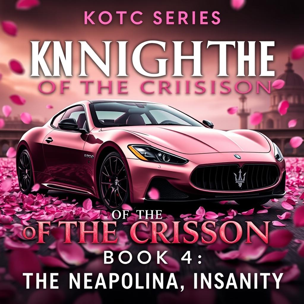 A movie poster featuring a Maserati Gran Turismo with a unique half black and half rose gold pink paint job