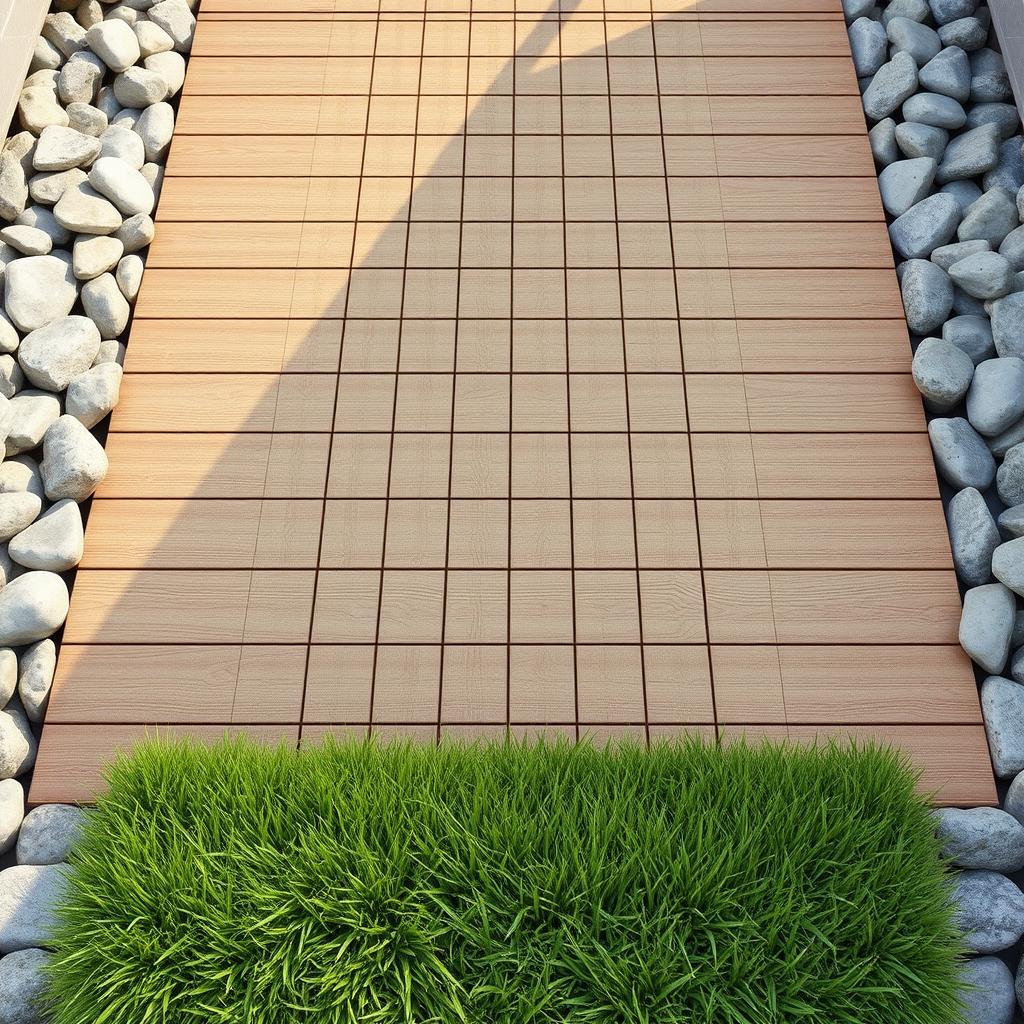 Design an outdoor terrace floor using Perlin wood with dimensions of 4 meters by 3