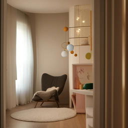 A small room transformed into a beautiful and aesthetic space with a perfect blend of cozy furniture, warm lighting, and a harmonious color scheme.