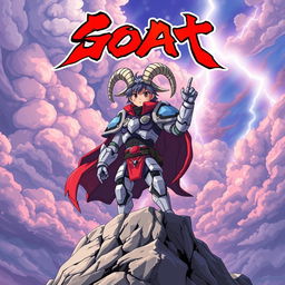 An anime-style poster for a fictional series titled "GOAT"