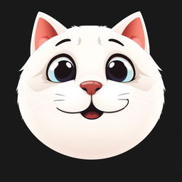 A 2D illustration of a round white cat face