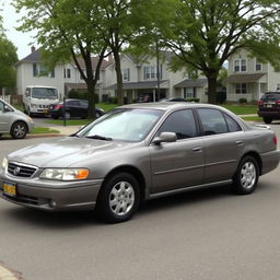 A generic, everyday sedan parked on a suburban street