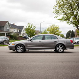 A nondescript modern sedan parked on a suburban street