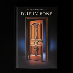 An elegant book cover featuring a slightly ajar entrance door, serving as the central element against a mysterious and sophisticated background