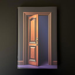 An elegant book cover featuring a slightly ajar entrance door, serving as the central element against a mysterious and sophisticated background