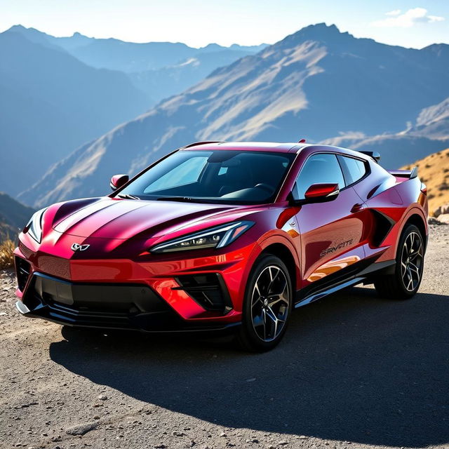 A powerful and luxurious Corvette C8 super-SUV, blending the elegance of a sports car with the versatility of an SUV