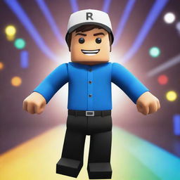 A vivid, detailed image of a lively Roblox character in a dynamic, engaging online game world