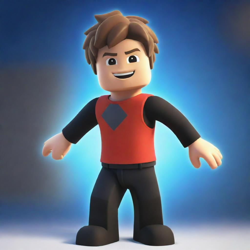 A vivid, detailed image of a lively Roblox character in a dynamic, engaging online game world