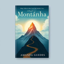 Illustrative book cover design for a novel titled "Montanha" by Amanda Guedes