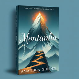 Illustrative book cover design for a novel titled "Montanha" by Amanda Guedes