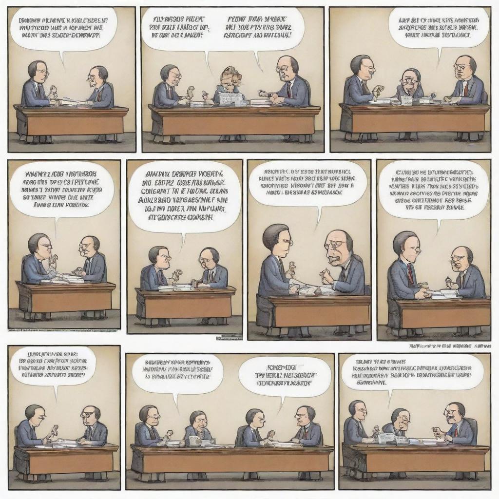 An engaging comic strip illustrating the concept of democracy in society. The strip should contain various scenes depicting voting, open discussions, and peaceful demonstrations, symbolizing the power of voice and choice in democratic settings.