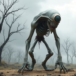 A hunched, skinny cyclops creature with one large, central eye