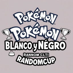 Create a Pokémon-style logo that says "Pokémon Blanco y Negro Randomcup", featuring the classic Pokémon font