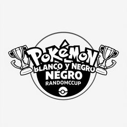 Create a Pokémon-style logo that says "Pokémon Blanco y Negro Randomcup", featuring the classic Pokémon font