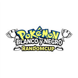 Create a Pokémon-style logo that says "Pokémon Blanco y Negro Randomcup", featuring the classic Pokémon font