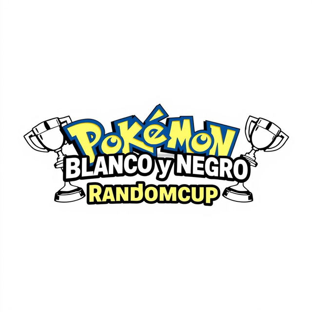 Create a Pokémon-style logo that says "Pokémon Blanco y Negro Randomcup", featuring the classic Pokémon font