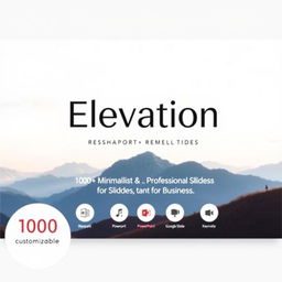 A professional and elegant PowerPoint template cover for a product named 'Reshapely-Elevation'