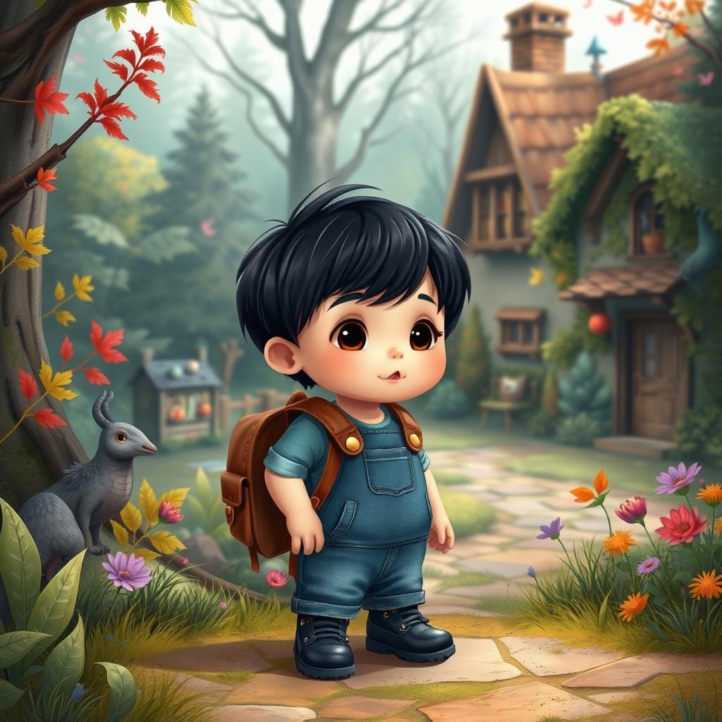 A whimsical children's story illustration set in a quaint village