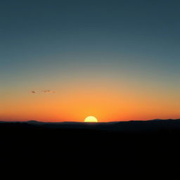 A minimalist landscape depicting a serene sunrise