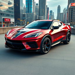 A unique Corvette C8 super-SUV with a Pontiac badge, merging the powerful aesthetics of the Corvette with iconic Pontiac elements