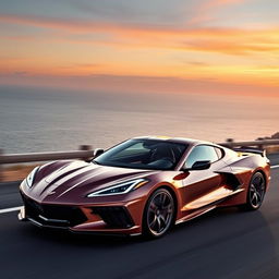 An iconic Corvette C8 transformed into a sleek and powerful super-sedan, capturing the essence of performance and luxury