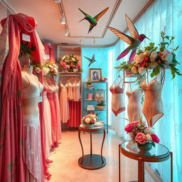 A chic and elegant lingerie boutique inspired by hummingbirds