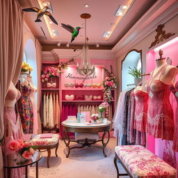 A chic and elegant lingerie boutique inspired by hummingbirds