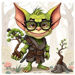 A caricature-style goblin character with oversized joke glasses adding a humorous touch