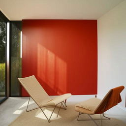 Interior of a modern house featuring sleek lines, minimalistic furniture, and accentuated by pops of color and natural sunlight.