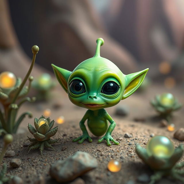 A small, peculiar alien with a single eye