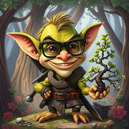 A caricature-style goblin character with oversized joke glasses adding a humorous touch