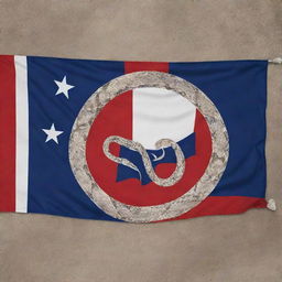 A creatively designed Texas state flag with a majestic serpent incorporated into its design. The snake adds a dynamic and bold touch to the flag's traditional red, white, and blue.