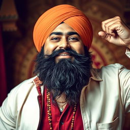 A captivating portrait of Sidhu Moose Wala, the famous Punjabi singer and songwriter, depicted in a dynamic and powerful pose