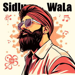 Vector art of Sidhu Moose Wala, the renowned Punjabi singer and songwriter, depicted in a stylish and vibrant illustration