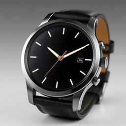 A sleek and modern watch design featuring a circular dial with a minimalist interface