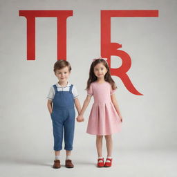 A boy and a girl in love. The boy's outfit is stylized to resemble the letter 'I' and the girl's outfit shapes the letter 'R'