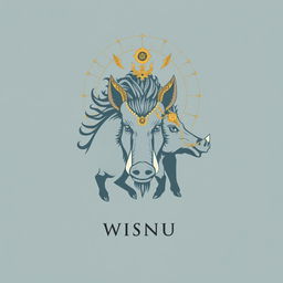 Create a simple yet captivating cover design for the manuscript about the god Wisnu who incarnated as a wild boar