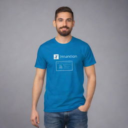 Create a simple, clean design for an information technology themed t-shirt. Include minimalistic elements such as a stylized laptop icon and the words 'Information Technology' in a plain, modern font.