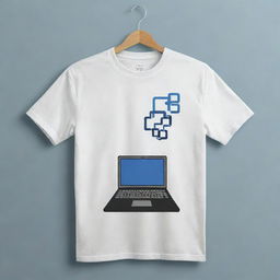 Create a simple, clean design for an information technology themed t-shirt. Include minimalistic elements such as a stylized laptop icon and the words 'Information Technology' in a plain, modern font.