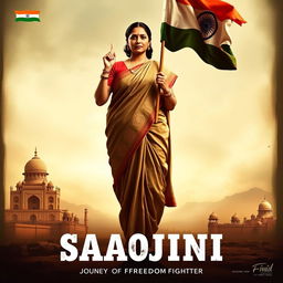 A movie poster for the film titled 'SAROJINI'