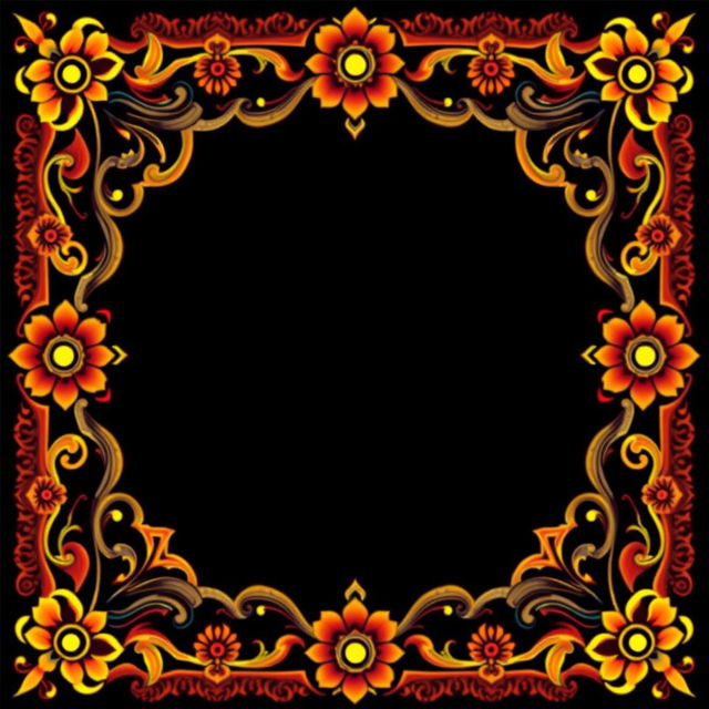 Design a square decorative border for the Waraha Awatara script, incorporating intricate patterns inspired by Hindu mythology
