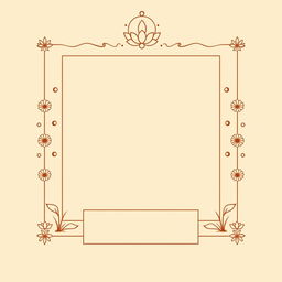 Design a simple yet elegant square border inspired by Hindu mythology, incorporating subtle motifs like lotus flowers, gentle wave patterns, and small celestial symbols to maintain a spiritual touch